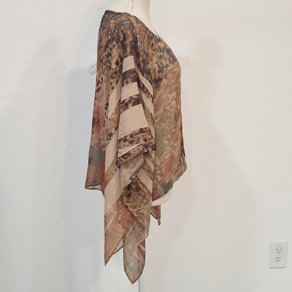 SANS Souci Cropped Boho Sheer Flowy Floral Loose Arm Top Size M - Picture 6 of 8